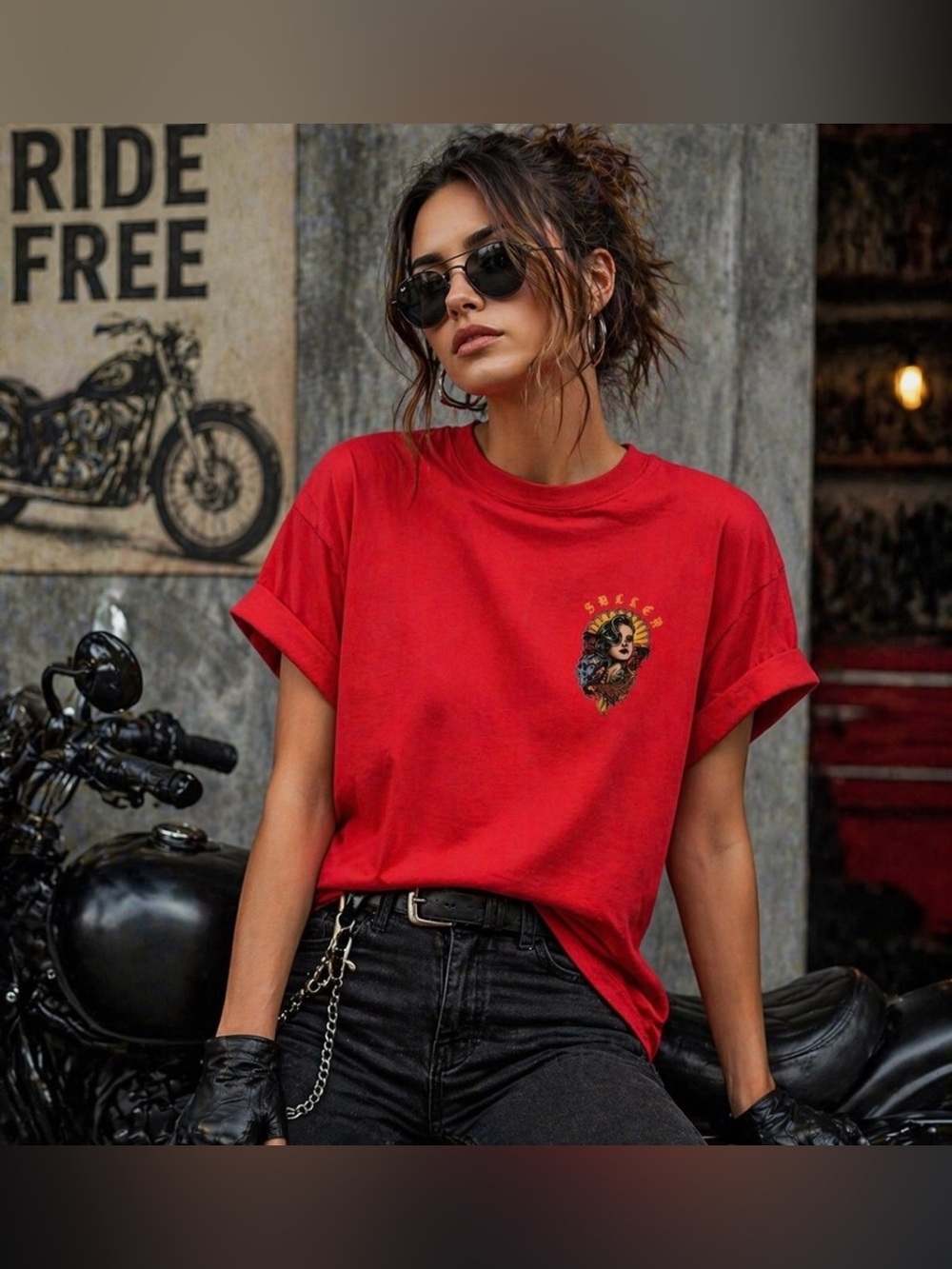 NWT Sullen Angels Women’s Size Medium Red    SS Vice Beach Tee